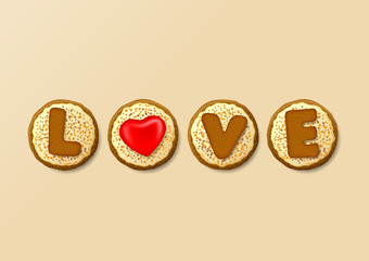 Cookies with letters and heart