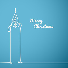 Vector christmas card - continuous line drawing
