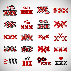 XXX Icons Set - Isolated On Gray Background