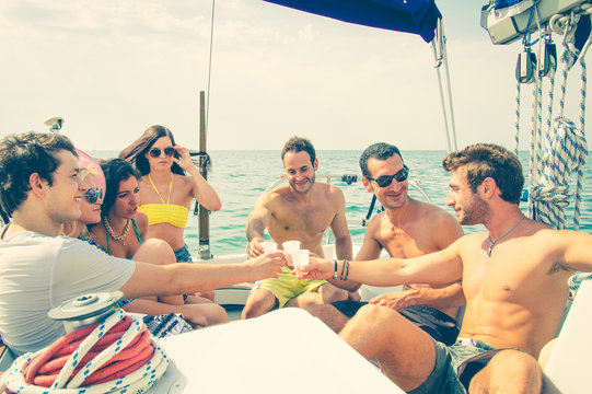 Friends Having Party On A Boat