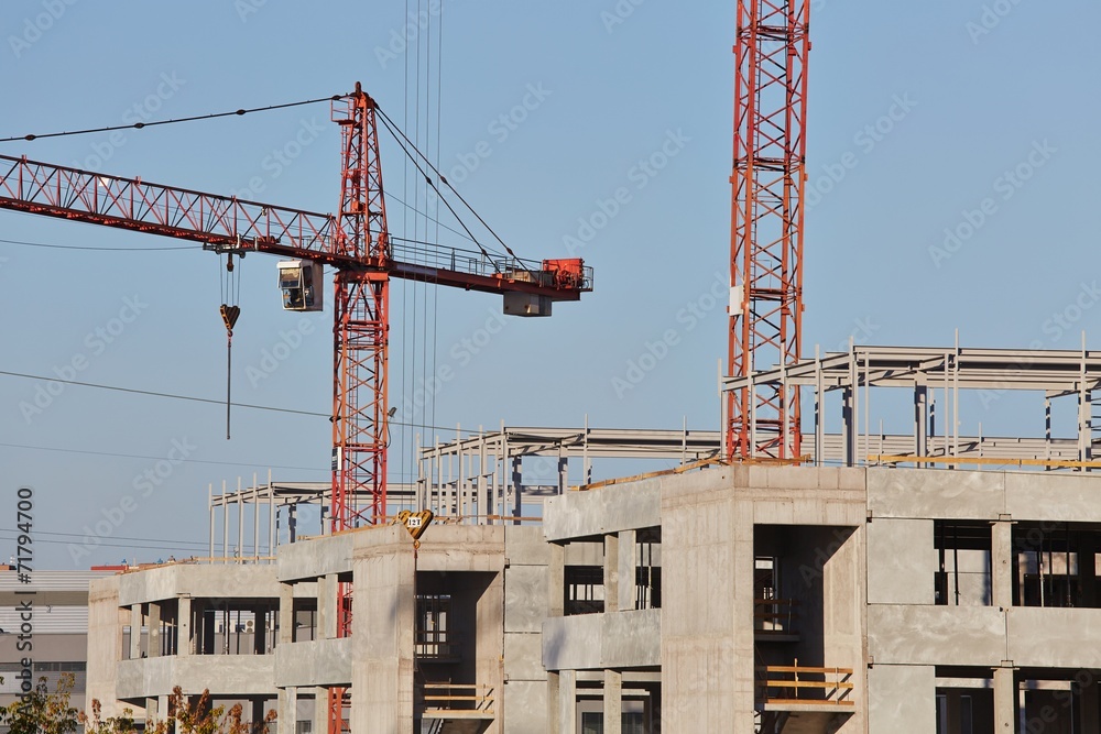 Wall mural construction cranes