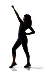 Silhouette of young Asian woman pose