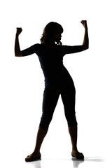 Silhouette of young Asian woman pose