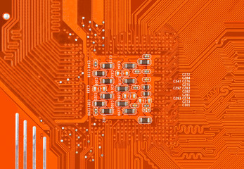 Close up of a printed computer circuit board