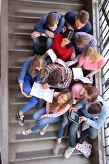 happy teens group in school