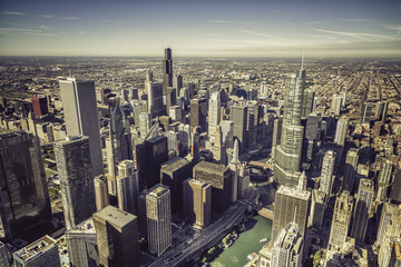 Fototapeta na wymiar Chicago skyline panorama aerial view