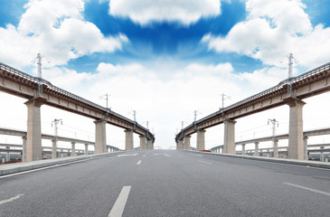 concrete road curve of viaduct in shanghai china outdoor.