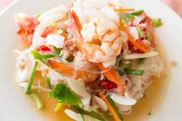Thai spicy seafood salad.