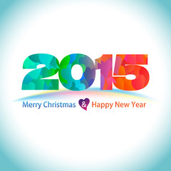 Happy new year background with heart pattern for 2015