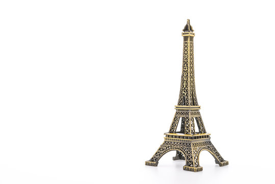 Eiffel Tower toy isolated on white background