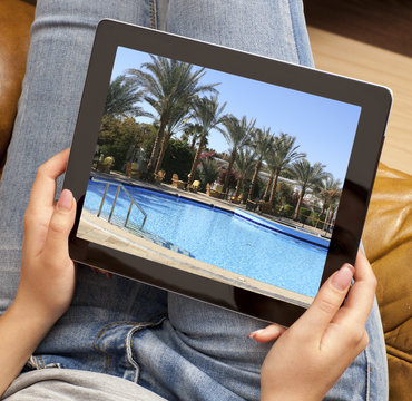 Resort photo on tablet