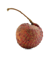 fresh lychees on white background