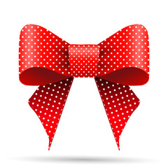 Red and white polka dot bow