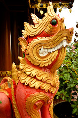 stone gardian lion at the Buddha Temple, Thailand