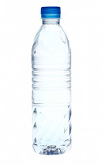 Plastic bottle of drinking water isolated on white
