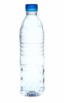 Plastic bottle of drinking water isolated on white