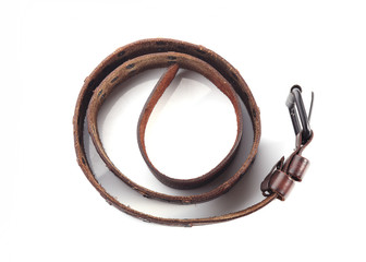 brown leather belt fashion on white background