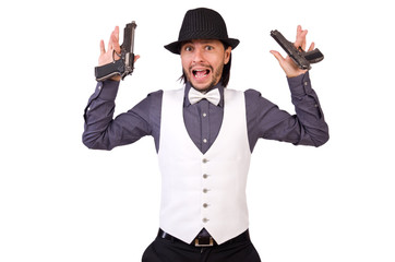 Man with gun isolated on the white