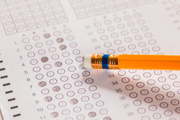 Erase wrong answer on Exam carbon paper computer sheet and penci