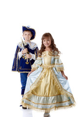Fototapeta na wymiar Image of cute children posing in carnival costumes