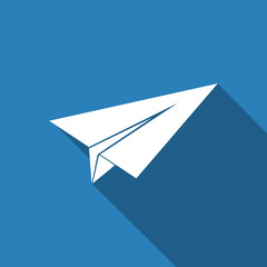 Fototapeta premium paper plane icon with long shadow