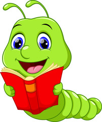 Cute Worm Reading a Book