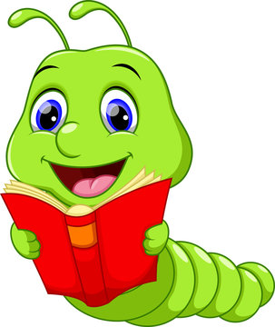 Cute Worm Reading a Book