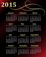 calendar 2015, vector illustration