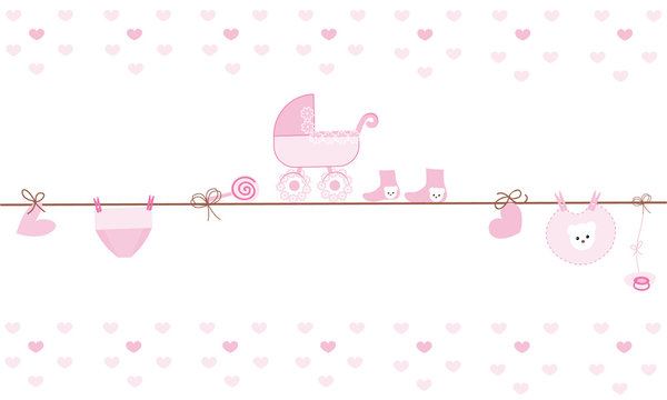 Hanging baby girl symbols vector card