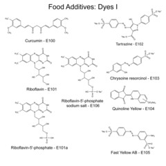 Food dyes - structural chemical formulas of food additives