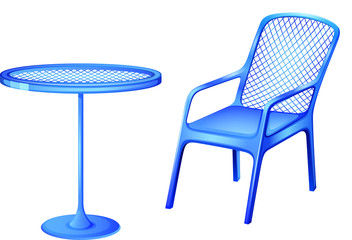 A blue table and chair