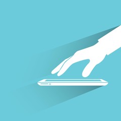 hand touch on tablet