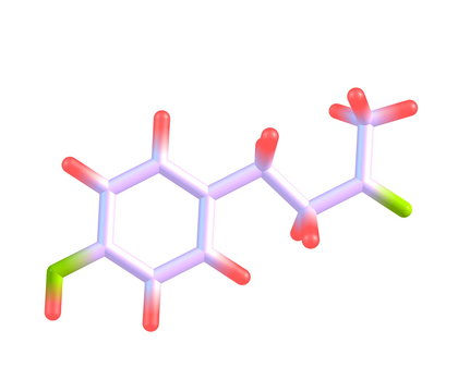 Raspberry ketone molecule isolated on white