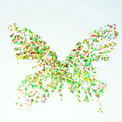 Paint stain butterfly silhouette bright colorful