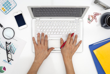 Woman using computer in the office