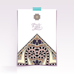 decorative sheet of paper with oriental floral design and place