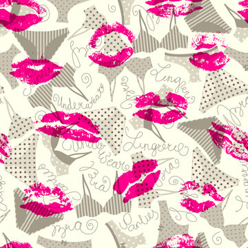 Underwear pattern with kisses.