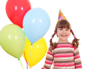 Fototapeta na wymiar happy little girl with balloons birthday party