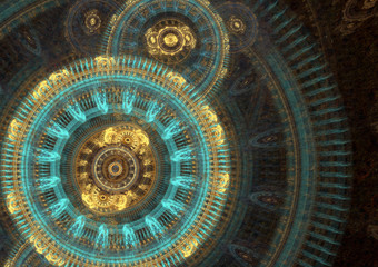 Cyan and gold mechanical background