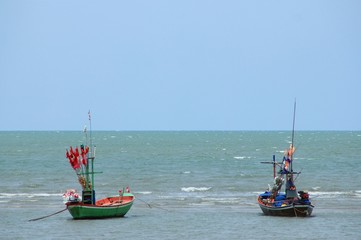 Fototapeta premium The Boat in ocean view on Vacation trip