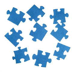 Blue pieces of jigsaw puzzle