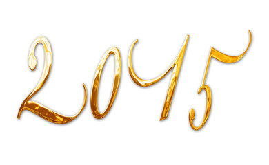 2015, elegant shiny 3D golden metal letters