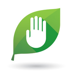 Green leaf icon with a hand