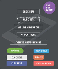 Flat designed web buttons