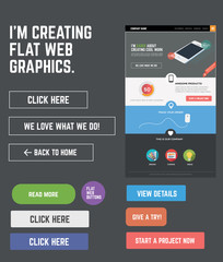 Flat web kit for designing web pages