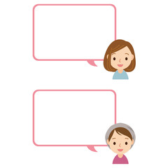 吹出し　顔　女性　セット