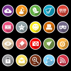 Internet useful flat icons with long shadow