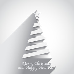 Fototapeta premium Christmas tree from ribbon, flat design