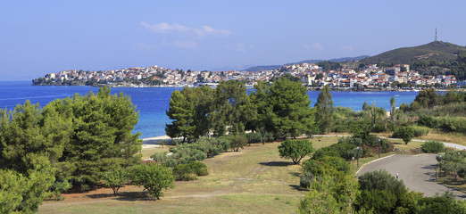 Naklejka premium Neos Marmaras (view from the hotel Porto Carras Sithonia).