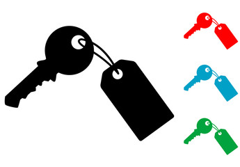 Pictograma llave con etiqueta con varios colores